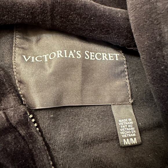 Victoria's Secret black velour zip up hoodie size M - Picture 8 of 11